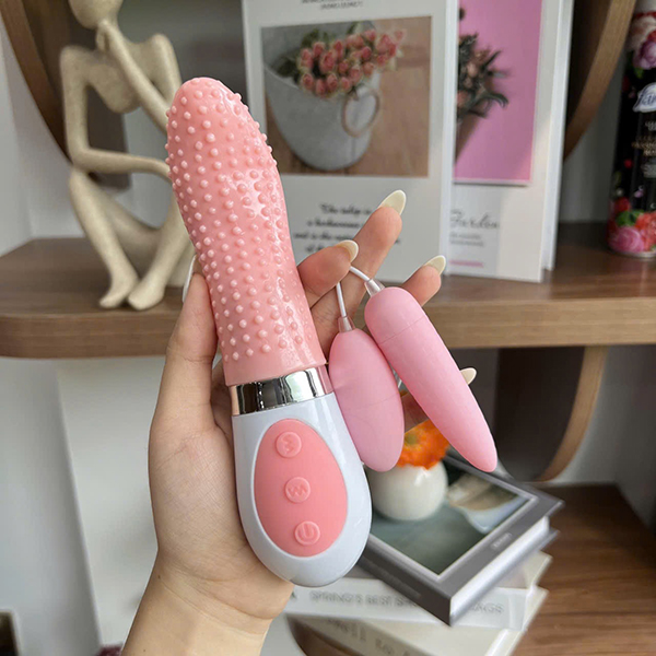 Bộ lưỡi rung liếm kèm trứng trung 2 đầu Crazy Tongue