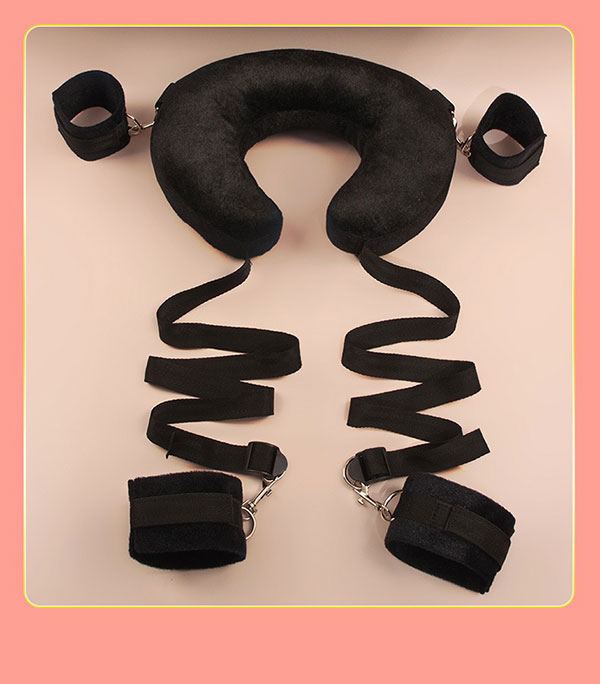 Bộ trói tay chân gối bông tạo thế chơi BDSM - màu đen