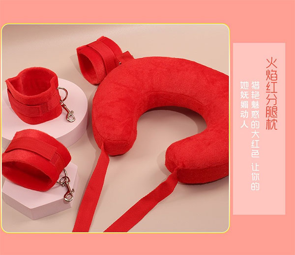 Alternative view of Bộ trói tay chân gối bông tạo thế chơi BDSM - màu đỏ