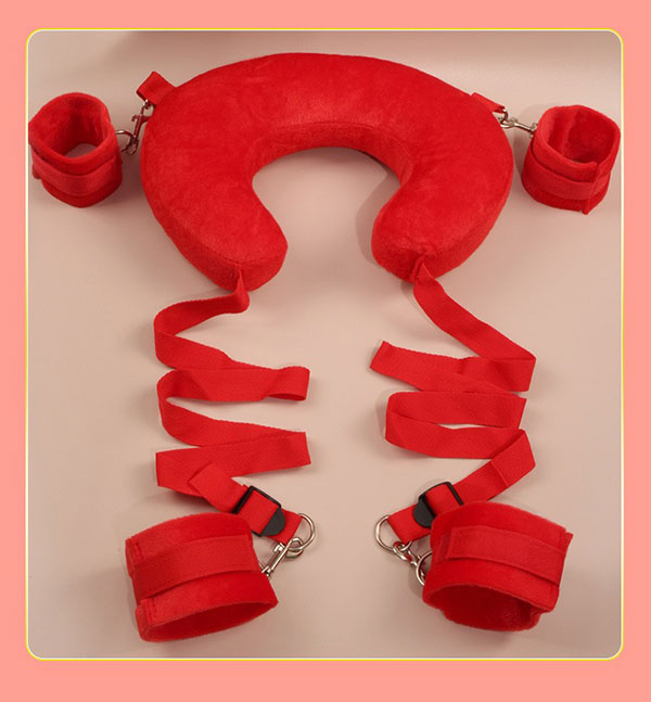 Bộ trói tay chân gối bông tạo thế chơi BDSM - màu đỏ