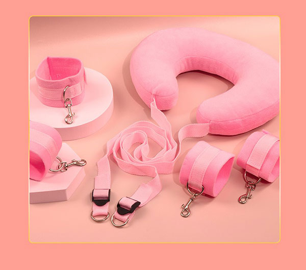 Alternative view of Bộ trói tay chân gối bông tạo thế chơi BDSM - màu hồng