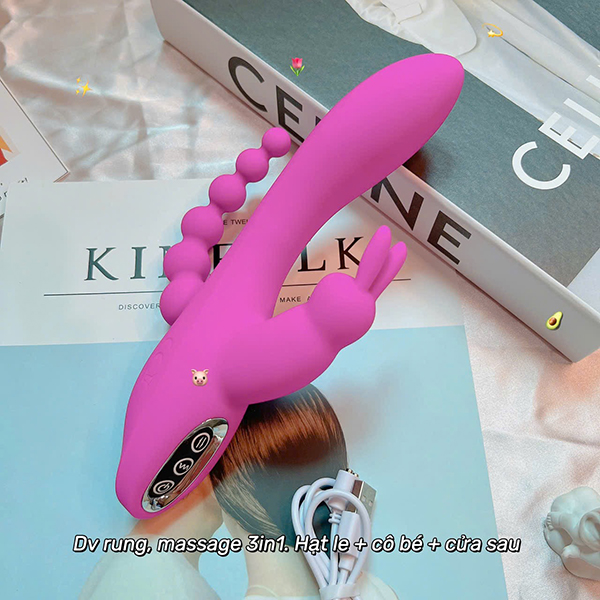 Dương vật giả 3in1 rung âm đạo điểm g hậu môn Private Parking