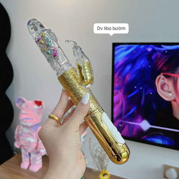 Dương vật giả cầm tay Libo rung thụt ngoáy xoay bi, sạc pin