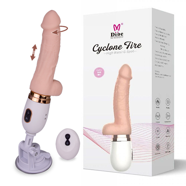 Dương vật giả Dibe Cyclone Fire rung ngoáy toả nhiệt, có điều khiển xa
