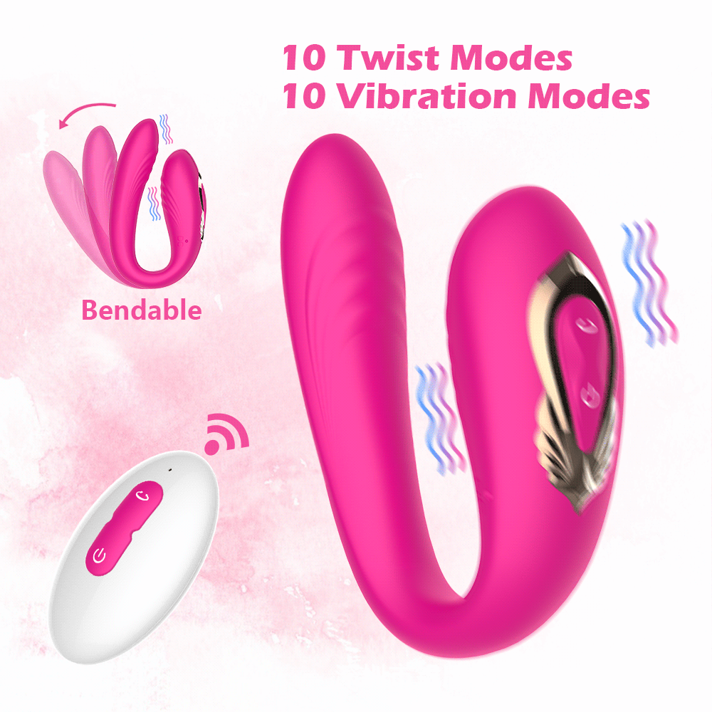 Máy rung ngoáy massage âm đạo chữ U 10 chế độ, có điều khiển xa