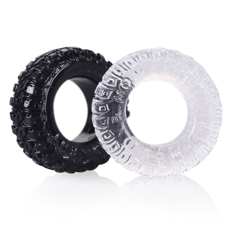 Alternative view of Set 02 cockring silicon trắng đen Rally Tire