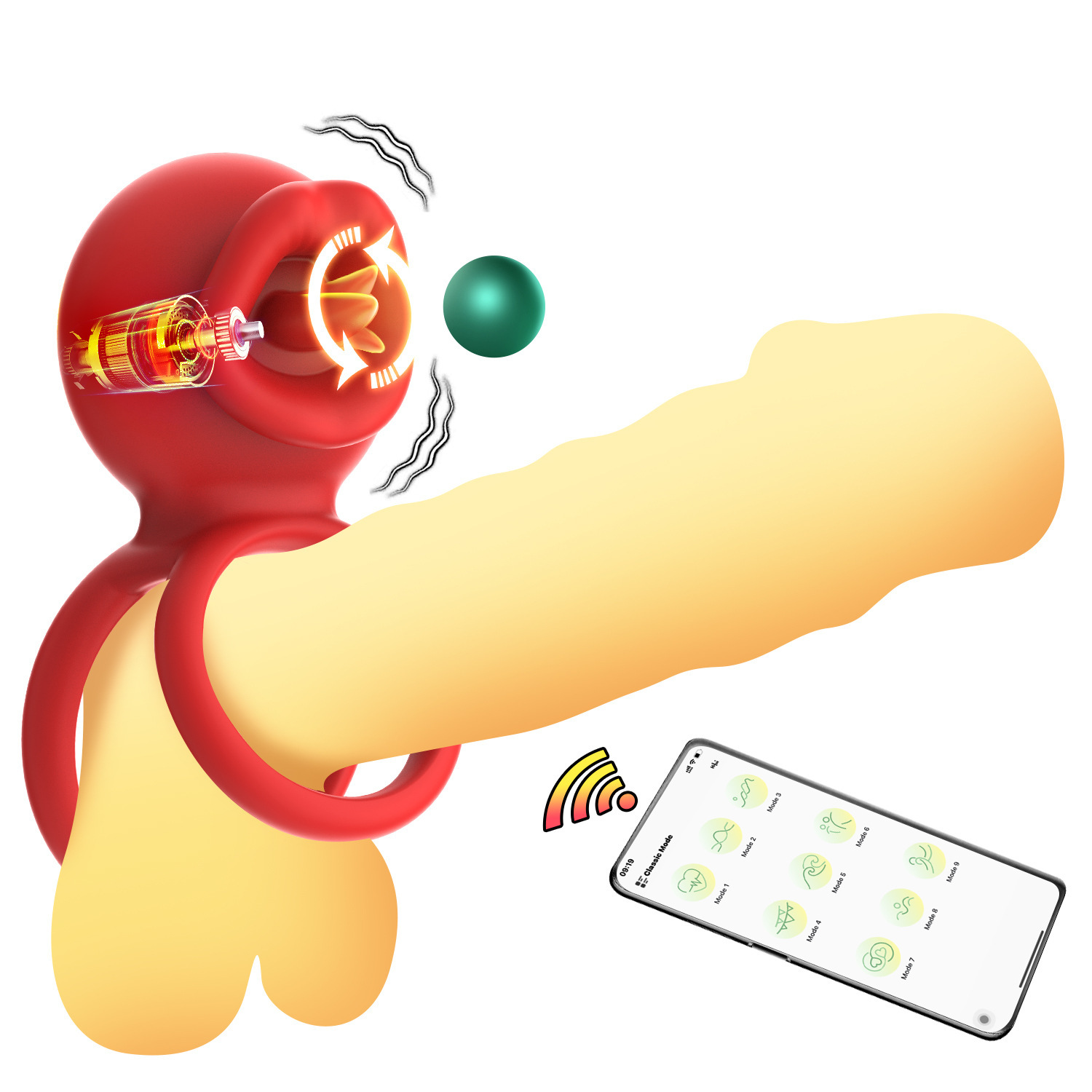 Cock ring kết hợp lưỡi rung kích thích điểm G cực phê, điều khiển app